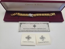 Vintage Signed JBK Jacqueline Kennedy Gold Tone Faux Emerald Rhinestone Bracelet picture