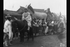 Photo:Korea 1890s Queen's Funeral Man on Horseback Wooden Horses People picture
