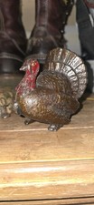 Antique A.C. Williams Cast Iron Turkey Still Bank Original Paint Red Head picture