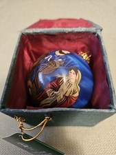 Vintage Blown Glass Ornament Nativity Scene Hand Painted W/ Box picture
