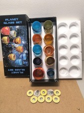 Set 10 - Planet Glass Solar System Glass Cups Candle Holders W Lights ThinkGeek  picture