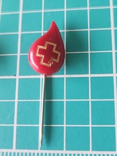 Vtg American Red Cross Blood Donor Drop Stick Pin Red Plastic Tone Lapel Pin picture