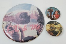 Vintage 1980s E. T. Movie Pinback Button Pin Lot of 3 picture