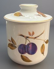 Royal Worcester Evesham Gold Lidded 6” Small Canister England Fruit White picture