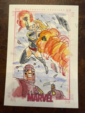 2007 Women of Marvel 1/1 Signed Sketch Card Ms. Danvers Warbird Ricardo Ratton picture