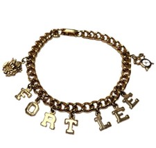 Vtg Fort Lee, Virginia USA Charm Bracelet Vietnam U.S. Army Sweetheart gold tone picture