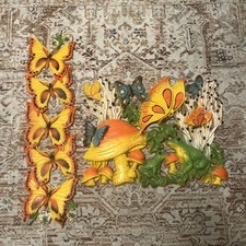 Vintage 1970's Homco Mushroom Butterfly Frog Plastic Wall Plaque + Butterflies  picture