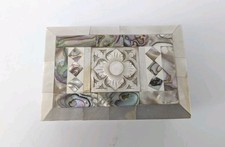 Old Vintage Bethlehem Eretz Israel Mother of Pearl Carved Jewelry Box picture