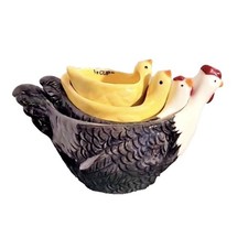 Cracker Barrel Chicken Hen Measuring Cups Set of 4 Stoneware NEW without box picture