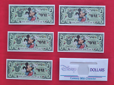 2000 MICKEY 5 consecutive Disney Dollars (w/ envelope) uncirc. WDW 2000 logo picture
