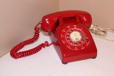 Vintage ITT RED ROTARY DIAL Desk Telephone 1970's Retro MCM picture