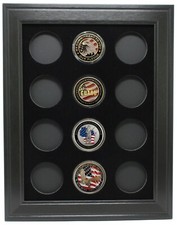 12 MILITARY CHALLENGE COINS (NOT INCLUDED) WALL DISPLAY PICTURE FRAME 9