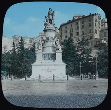 Photo GENOA ITALY . STATUE OF CHRISTOPHER COLUMBUS C1891 Magic Lantern Slide picture