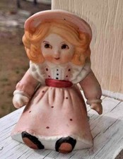 Vintage Trippies Inc 1989 Ceramic Doll Figurine Shelf Sitter Pink Dress Blonde  picture