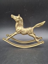 Vintage Rocking Horse Solid Brass Table Top Made in Taiwan 7.5