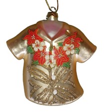 NIB Vtg 2015 Island Heritage of Hawaii Hand-Painted Glass Aloha Shirt Ornament picture