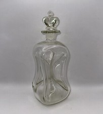 Vtg 1960s Holmegard Kluk Kluk Hand Blown Hourglass Shaped Decanter 10.5