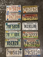 Lot of 12 Vintage Indiana License Plates Craft Man Cave Decor She Shed Mixed 79 picture