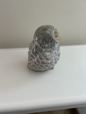 Grey Textured Ceramic Owl Figurine With Yellow Eyes  Very Nice Piece picture