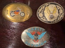 Vintage Harley-Davidson belt buckle Turquoise 1980 Eagle HD & Other Bike 3pc  picture