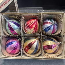 Set of 6 Vintage Christmas Tree Ornaments , Glass Jumbo Poland ornaments picture