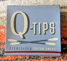 Vintage 1950’s Q-Tips 90 Pack Sterilized Cotton Swabs Box  Q-tips SEALED Rare picture