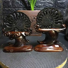 3.13LB A pair of Natural ammonite fossil conch Crystal specimen healing+stand picture