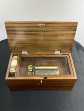 🟡 Thorens Swiss BB/350 Cylinder Wooden Inlay Music Box 3 Airs ~ Wedding Bridal picture