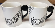 2 Vintage Shafford Original 1970s-1980s Musical Note Mugs Cups Black Note Handle picture