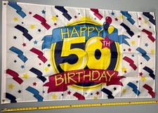 Happy 50th Birthday Flag FREE USA SHIP Cheers Cake Booze Beer Party Sign 3x5’ picture