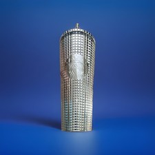 Starbucks Silver chrome grid disco  24 oz Venti Tumbler metallic bling 2023 cup picture
