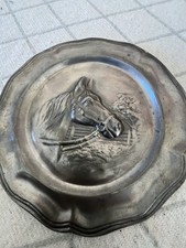 Vintage Reinzinn Hallmark Pewter Wall Plate Germany 1960s Horse picture