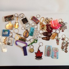 Collectible Keychains Lot of 31 Assortment Vintage Modern Charms Magnets Whistle picture