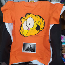 Vintage 1978 Garfield Orange Graphic Print Tee Men's L Signed+Signed Photo picture