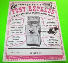 Chicago Coin Pony Express Arcade FLYER 1962 Original NOS Rifle Shooting Gallery picture