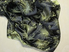 Vintage Striking Black Gold Asian Satin Brocade Fabric 45x42 with Extra Attached picture