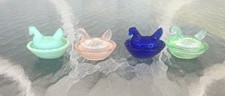 Four Piece Set Vintage Style Glass Mini Hen On Nest Covered Dishes picture