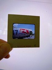 Photo red border 1950s slide Nude Hot to Trot Girl Pin-up on WWII airplane picture