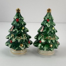 Vintage Lefton Noel Christmas Tree Salt and Pepper Shakers 054/96 w/out stoppers picture