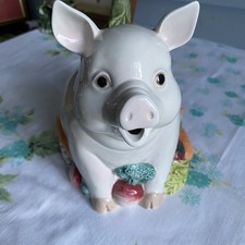 Vintage 1993 Fitz & Floyd French Market Pig 37oz Pitcher Majolica Ceramic picture