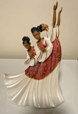 Ebony Treasures Giving Praise In Red African American Dancer Trio 9.25 In Tall picture