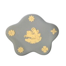 Vintage Wedgwood Blue Jasperware Trinket Box art Horse chariot Jewelry keepsake picture