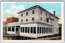 1920-30's OCEAN CITY MD MARYLAND INN HOTEL BOARDWALK BEACH POSTCARD picture