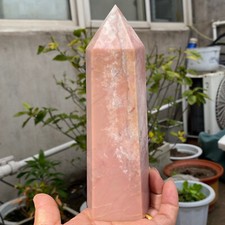 2.27lb Large Gemstones Pink Opal Point Crystal Tower Healing Chakra Meditation picture