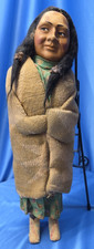 Vtg Skookum Native American Indian Female Woman Doll Wool Blanket  Beads 11.5