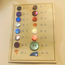 Antique c1920s Mother of Pearl Shell Button Salesman Sample Card 14 Iridescent picture