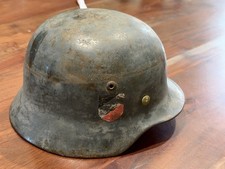 German WW2 Original M42  Steel Helmet, Gray, Partial Decal picture