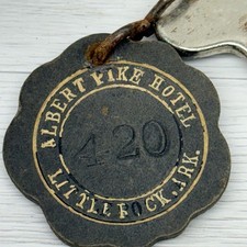 Vintage Albert Pike Hotel Room Key 420 Little Rock Arkansas Sargent Skeleton Key picture