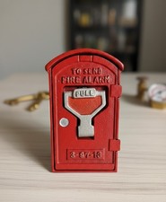 Vintage 1930s–1950s Cast Iron Fire Alarm Box Bank Japan Mint Condition picture