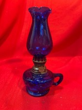 Vintage Cobalt Blue Miniature Finger Oil Lamp picture